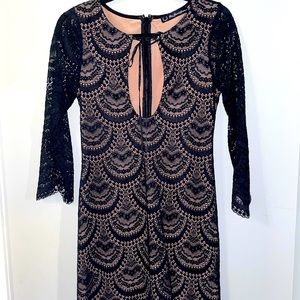 For Love and Lemons Keyhole Black Lace Dress
